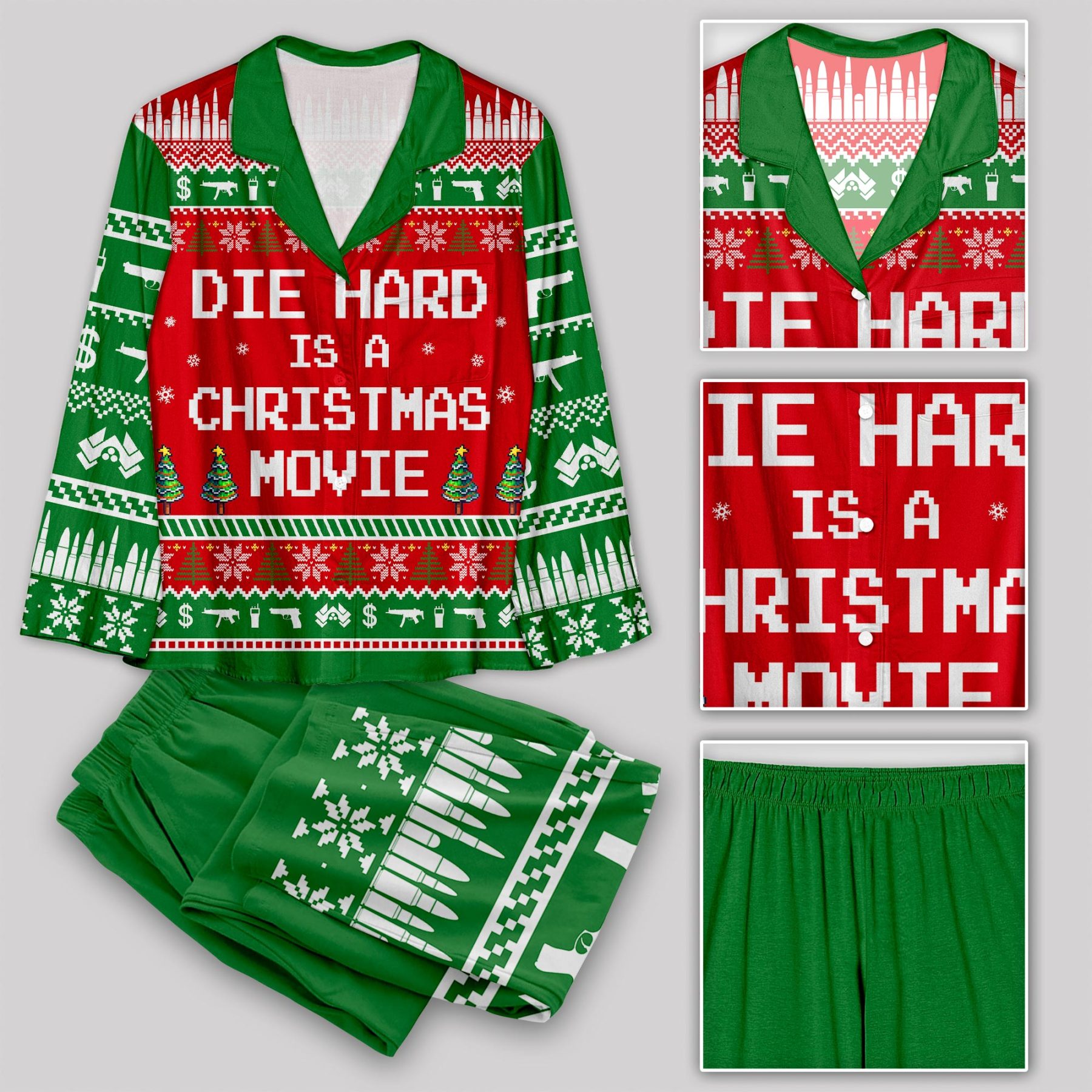 Die Hard is a Christmas Movie Geek Pajama Sets