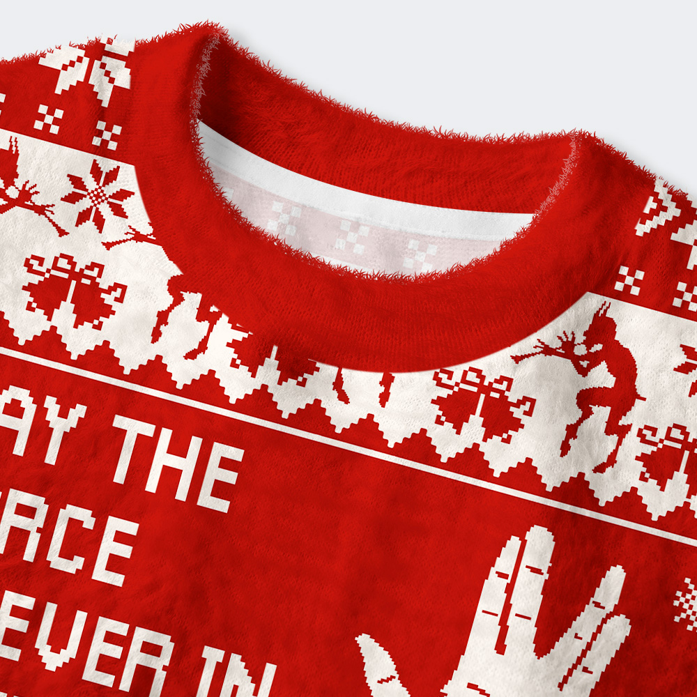 May The Force Geek Women's Christmas Cropped Ugly Sweater