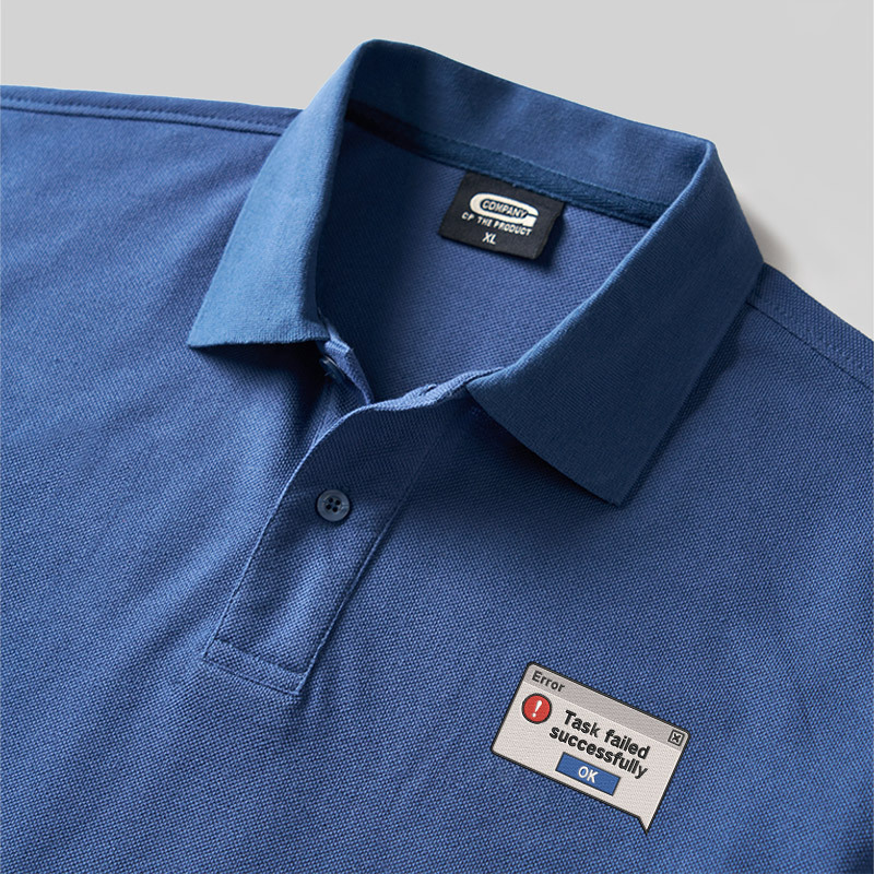 Task Failed Successfully Geek Embroidered Polo Shirts