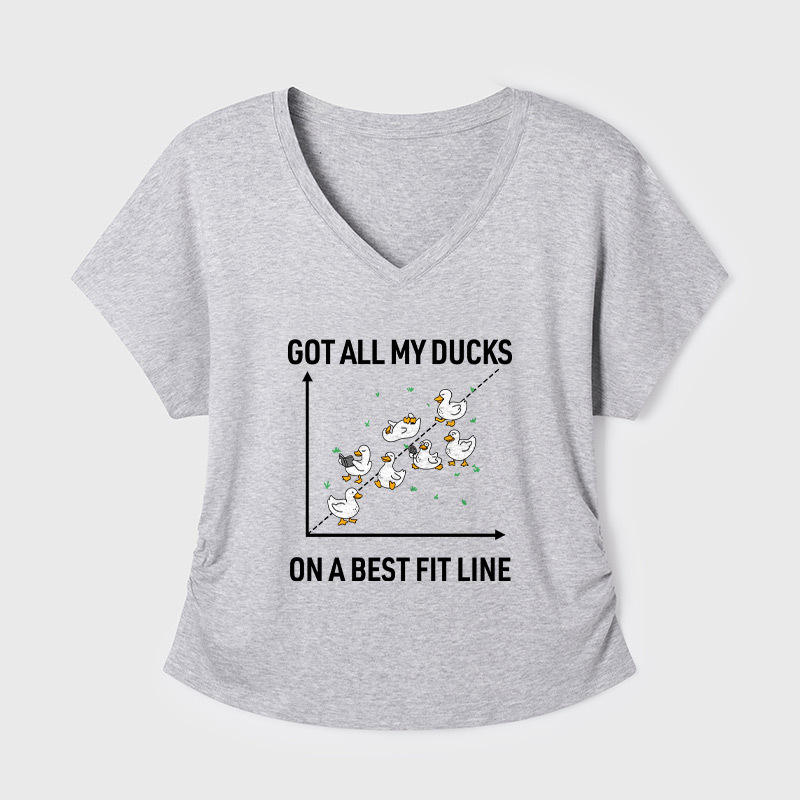 Ducks in a Row Geek Dolman Sleeve V-Neck Shirt