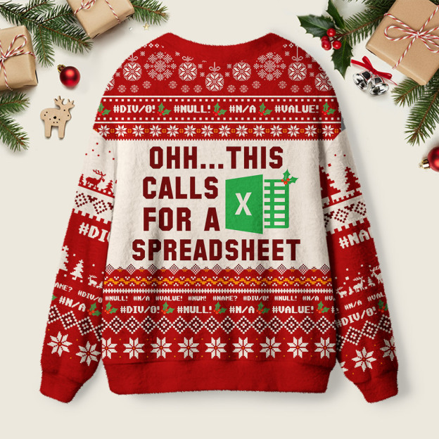 Ohh This Calls for a Spreadsheet Red Geek Ugly Cardigan Sweaters
