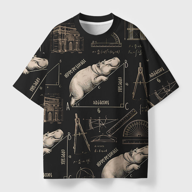 Hippo Geek All-Over Print T-Shirt