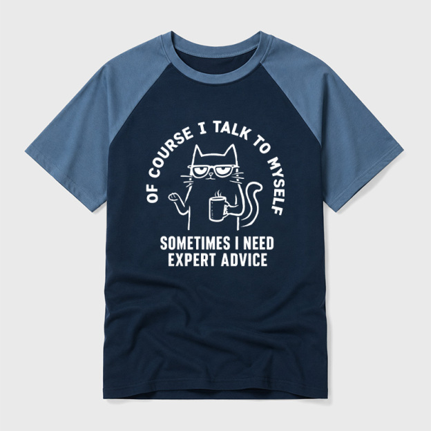 Talk To Myself Cat Geek Retro Raglan T-Shirt