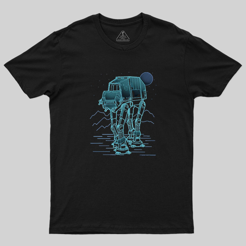 Neon Line-Art Armored Walker Geek T-Shirt