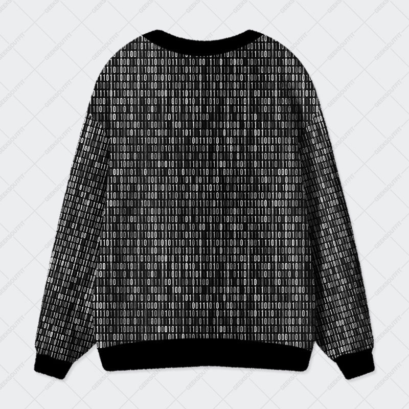 Binary Computer 1s and 0s Black Geek Ugly Cardigan Sweaters 