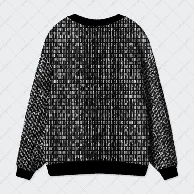 Binary Computer 1s and 0s Black Geek Ugly Cardigan Sweaters 