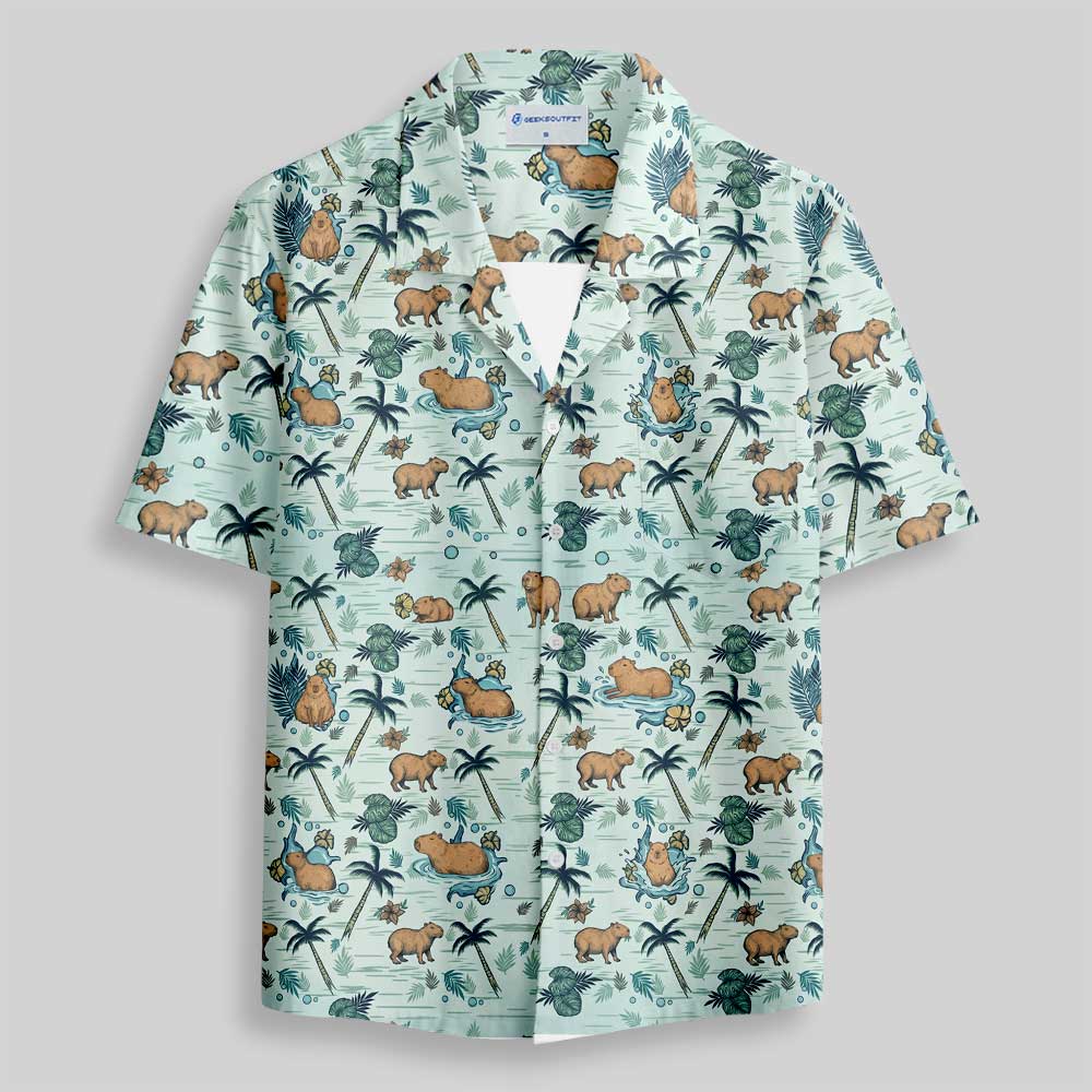 Island Capybara Button Up Pocket Shirt