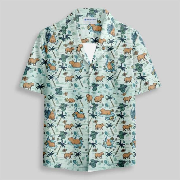 Island Capybara Button Up Pocket Shirt
