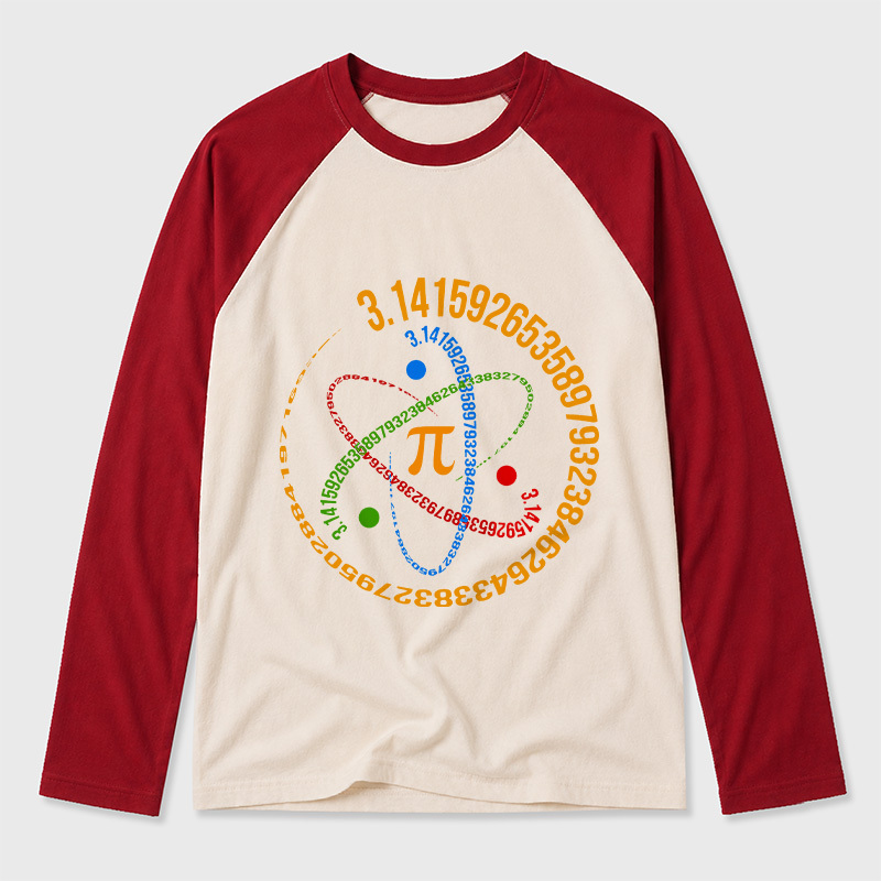 Atom Pi Math Science Geek Retro Raglan Long-Sleeve Tee
