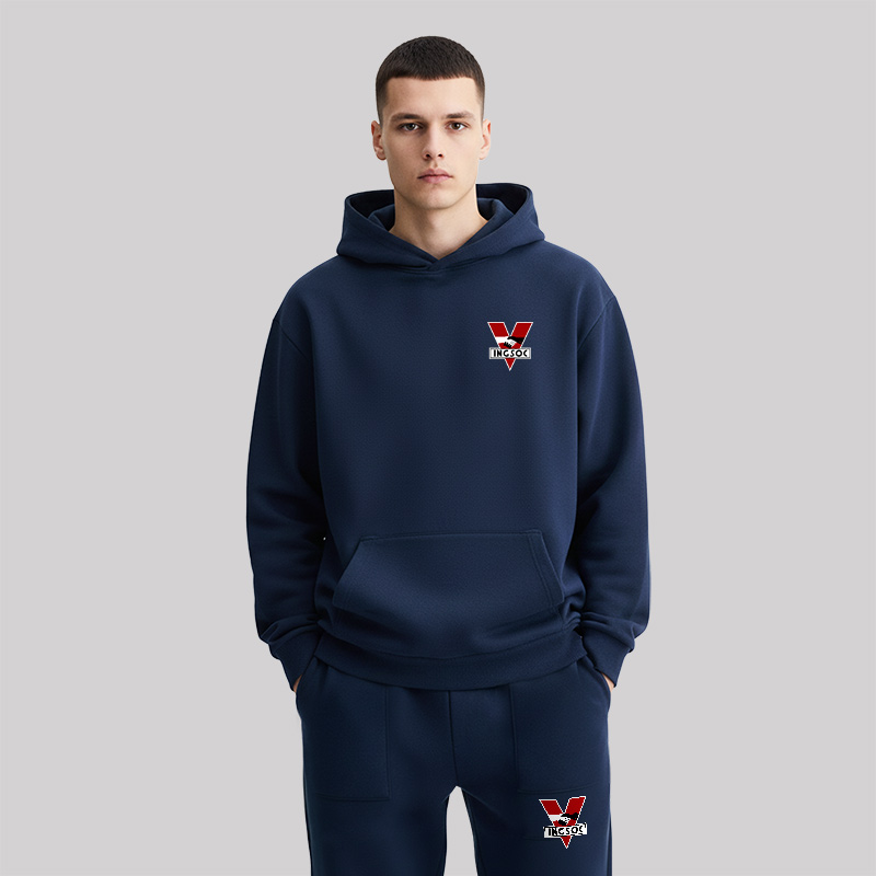 INGSOC Front and Back Printed Geek Fleece Hoodie Set