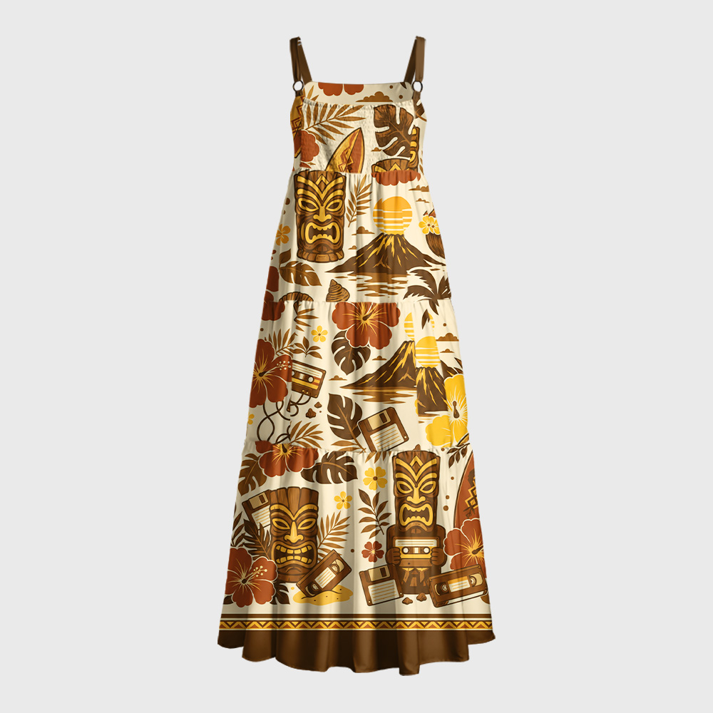 Never Forget Hawaii Geek Tiered Cami Maxi Dress