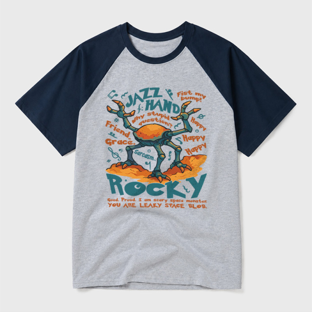 Rocky Jazz Hand Geek Retro Raglan T-Shirt