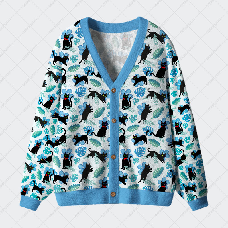 Pixel Cat Hawaii Geek Ugly Cardigan Sweaters 