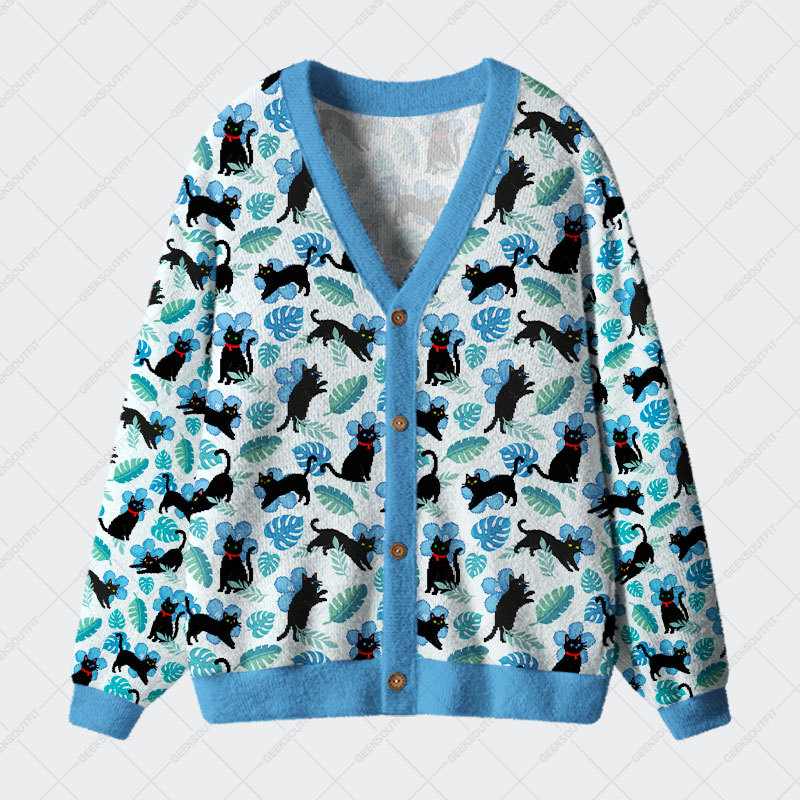 Geeksoutfit Pixel Cat Hawaii Geek Ugly Cardigan Sweaters for Sale