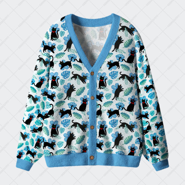 Pixel Cat Hawaii Geek Ugly Cardigan Sweaters 