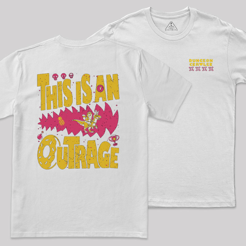 This is An Outrage Front and Back Printed Geek T-Shirt