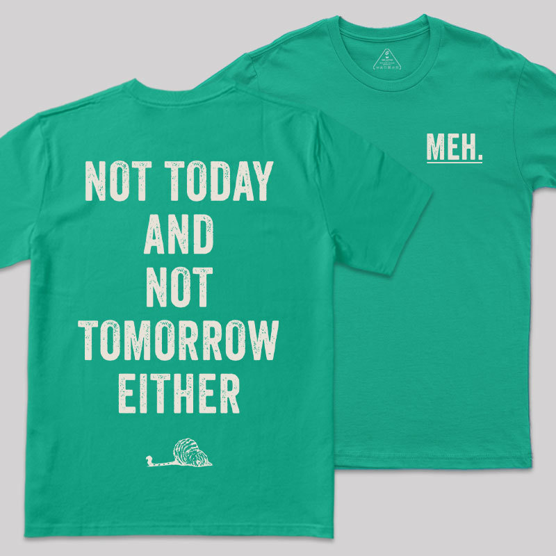 MEH Not Today Front and Back Printing Geek T-Shirt