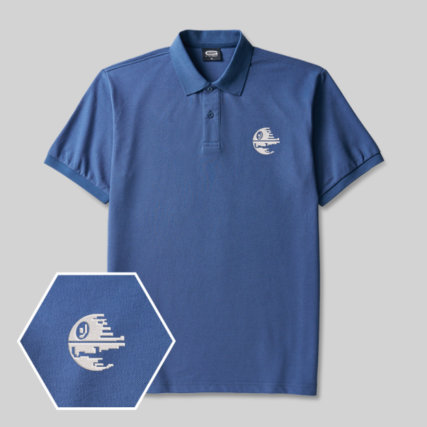Death Star Geek Embroidered Polo Shirts