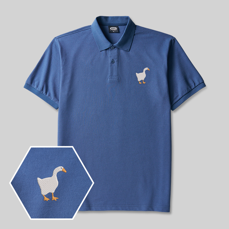 Untitled Goose Geek Embroidered Polo Shirts