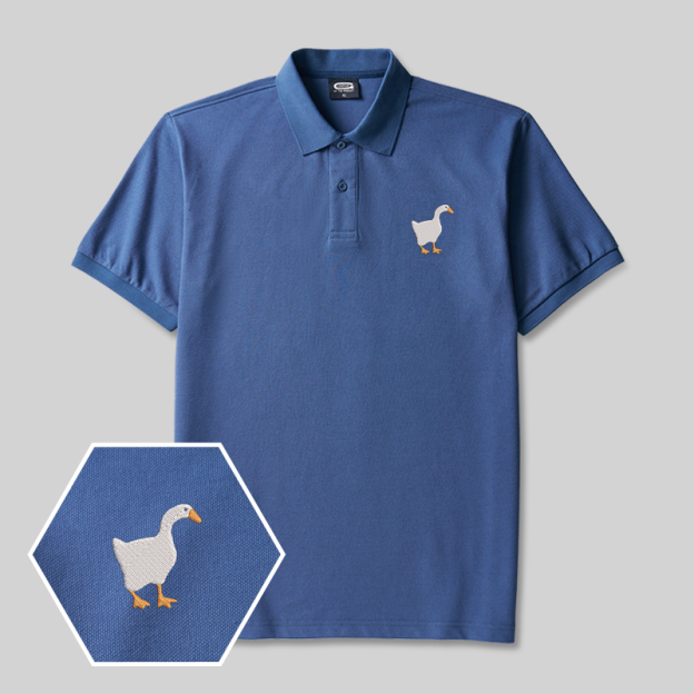 Untitled Goose Geek Embroidered Polo Shirts
