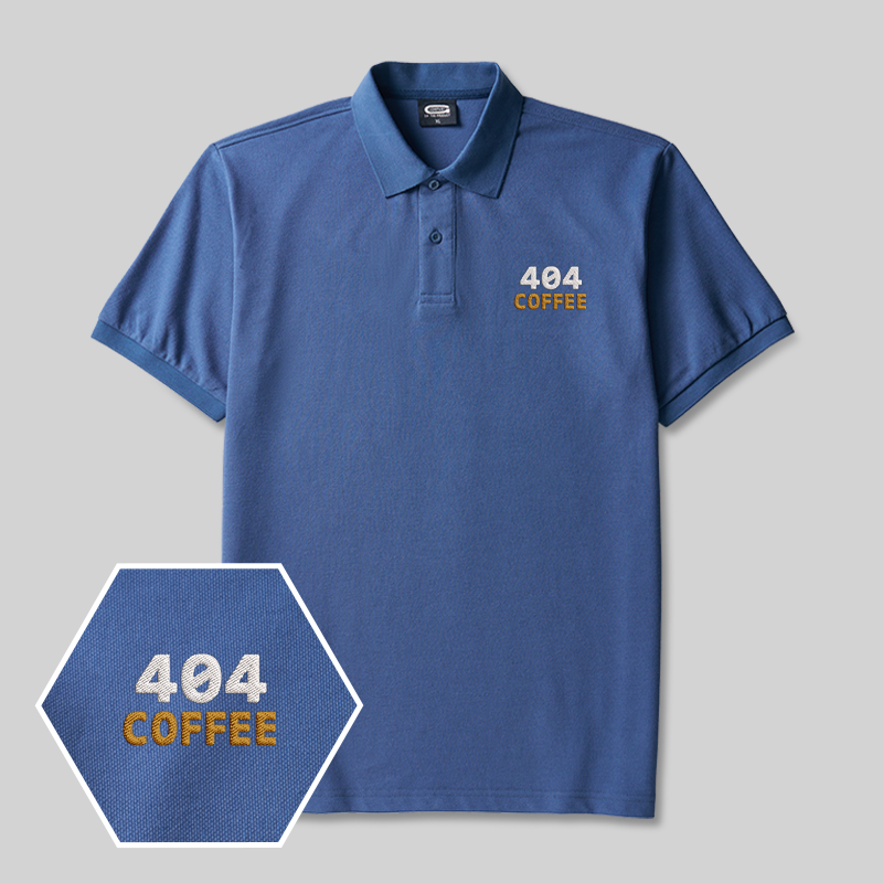 404 Coffee Geek Embroidered Polo Shirts