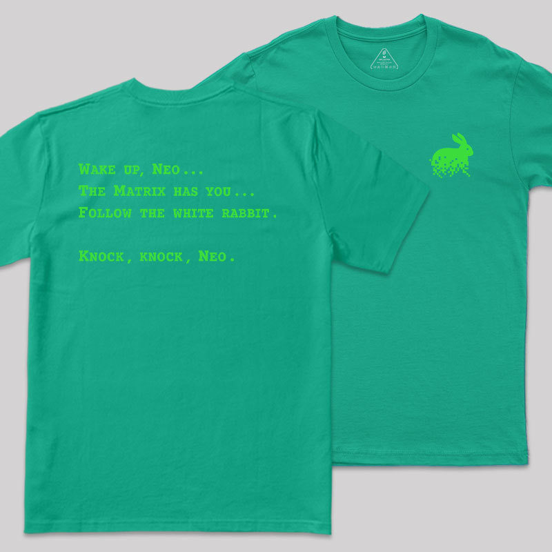 Green Code Front and Back Printed Geek T-Shirt