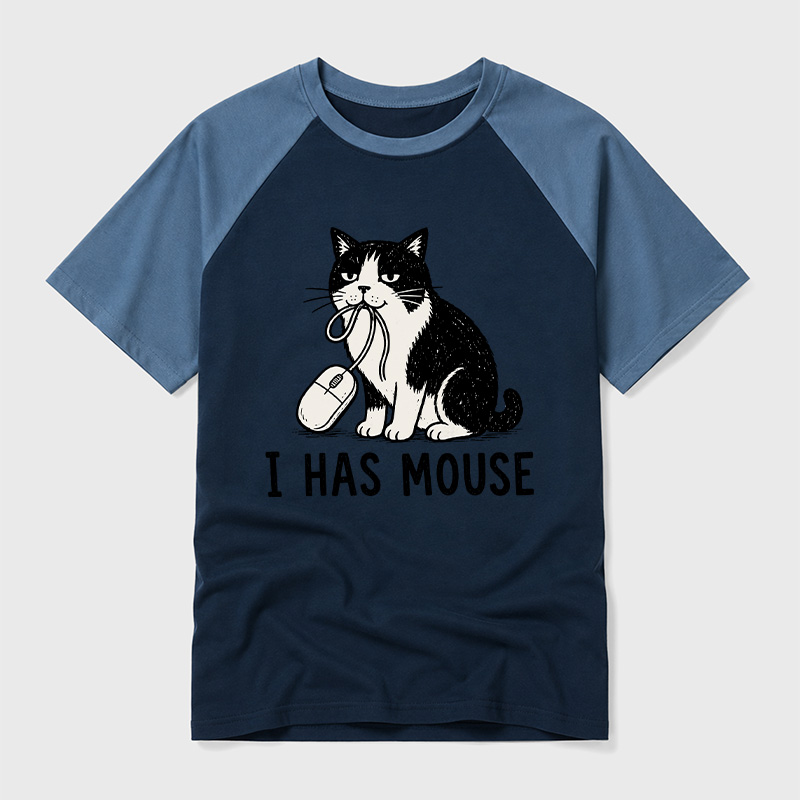 I Has Mouse Geek Retro Raglan T-Shirt