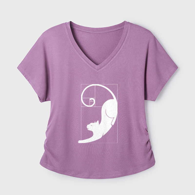 Fibonacci Kitty Geek Dolman Sleeve V-Neck Shirt