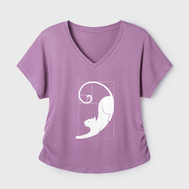 Fibonacci Kitty Geek Dolman Sleeve V-Neck Shirt