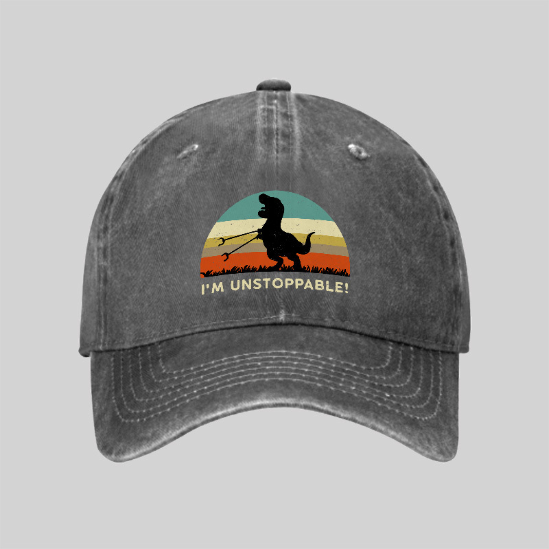 I'm Unstoppable T-Rex Washed Vintage Baseball Cap
