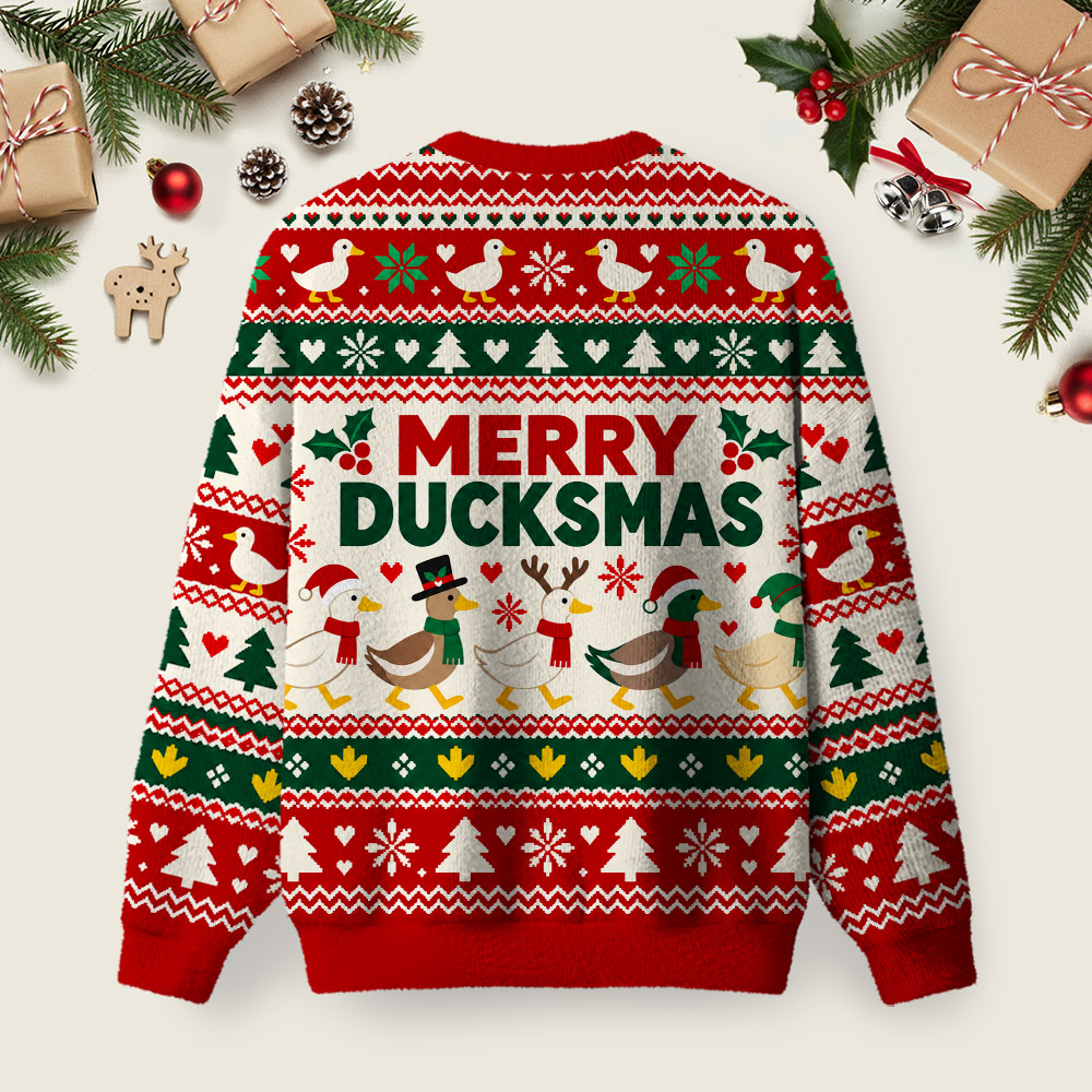 [Copy]Merry Ducksmas Ugly Christmas Fuzzy Fleece Sweatshirt