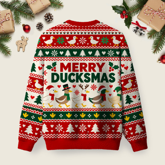 [Copy]Merry Ducksmas Ugly Christmas Fuzzy Fleece Sweatshirt