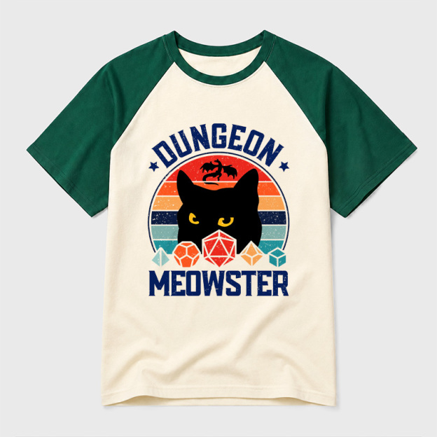 Dungeon Meowster Geek Retro Raglan T-Shirt