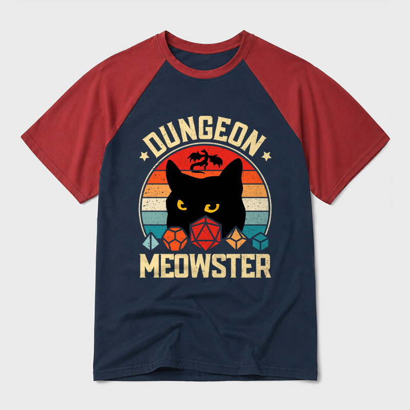 Dungeon Meowster Geek Retro Raglan T-Shirt