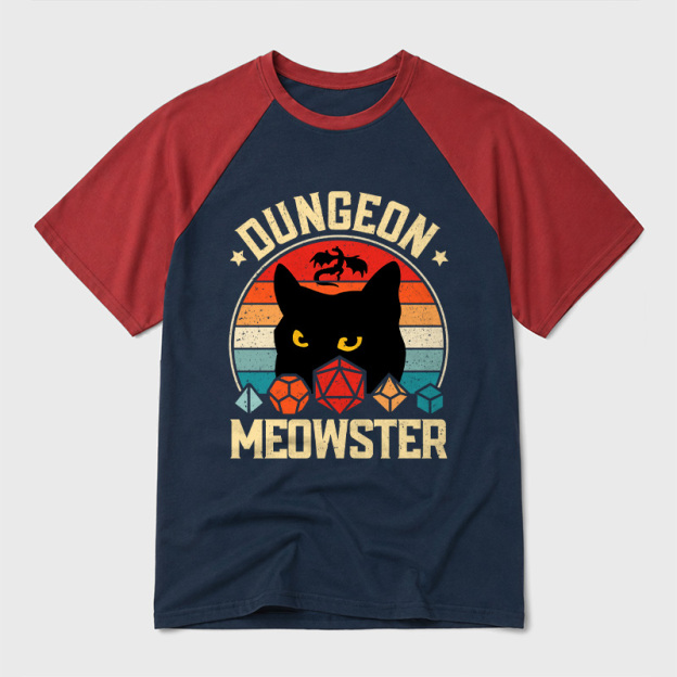 Dungeon Meowster Geek Retro Raglan T-Shirt