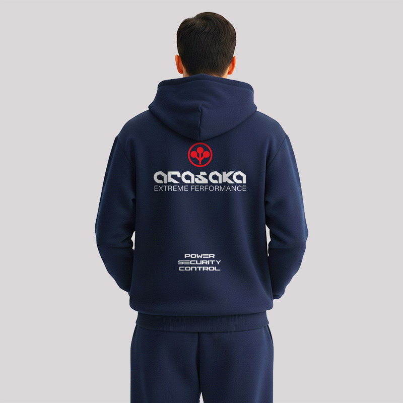 Arasaka Front and Back Printed Geek Fleece Hoodie Set