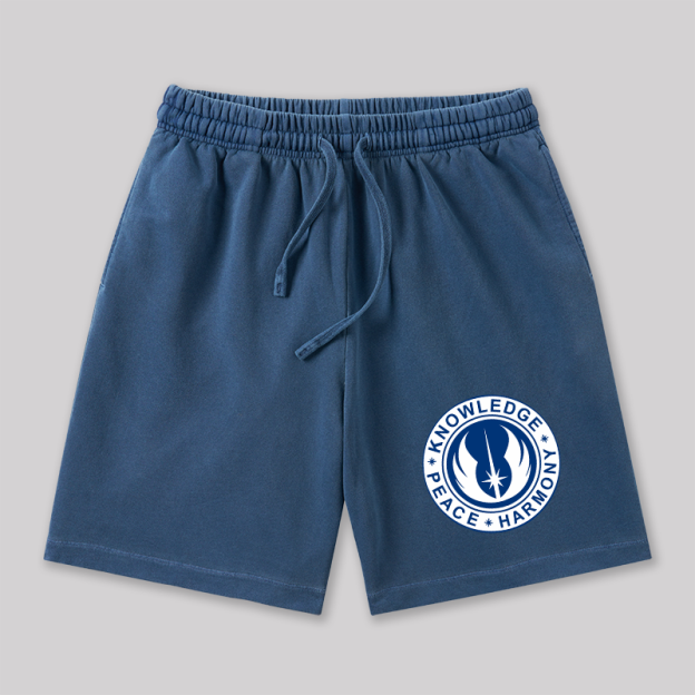 Peace Harmrmony Knowledge Geeky Washed Shorts
