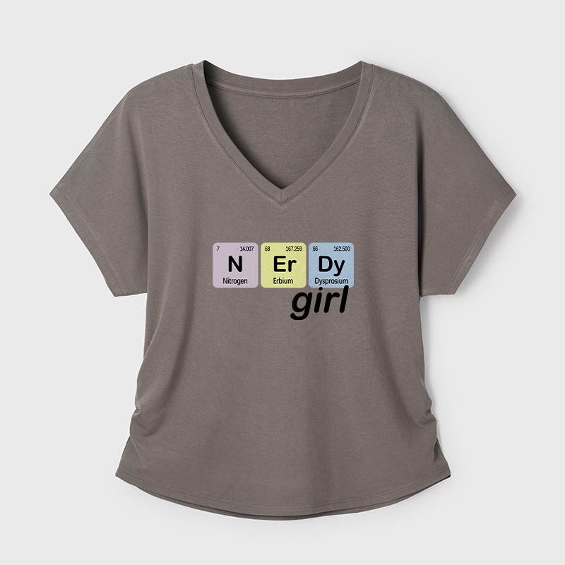 Nerdy Girl Geek Dolman Sleeve V-Neck Shirt