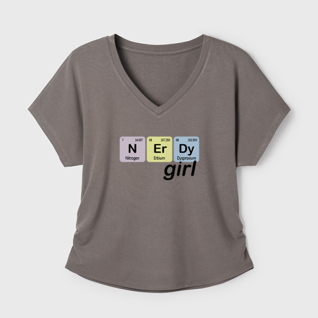 Nerdy Girl Geek Dolman Sleeve V-Neck Shirt