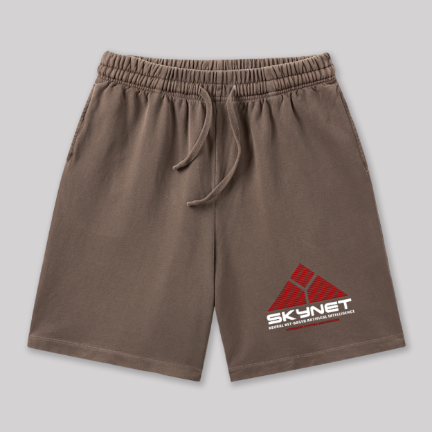 Skynet System Geeky Washed Shorts