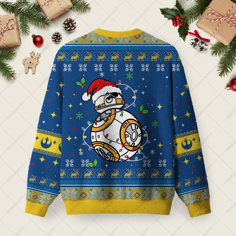 BB-8 Christmas Ugly Christmas Fuzzy Fleece Sweatshirt