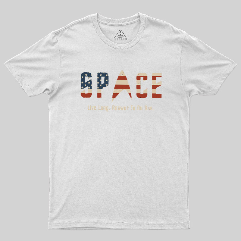 US Flag Deep Space Motto Geek T-Shirt