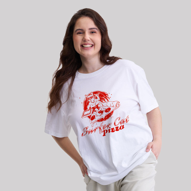 SURFER CAT PIZZA Geek T-Shirt