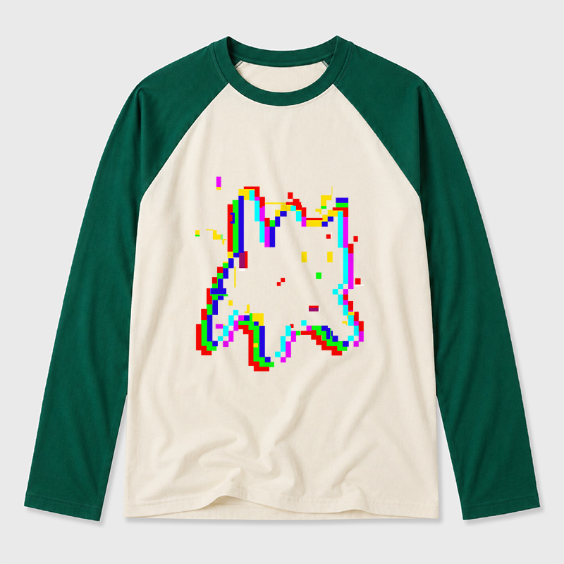8 Glitch Geek Retro Raglan Long-Sleeve Tee