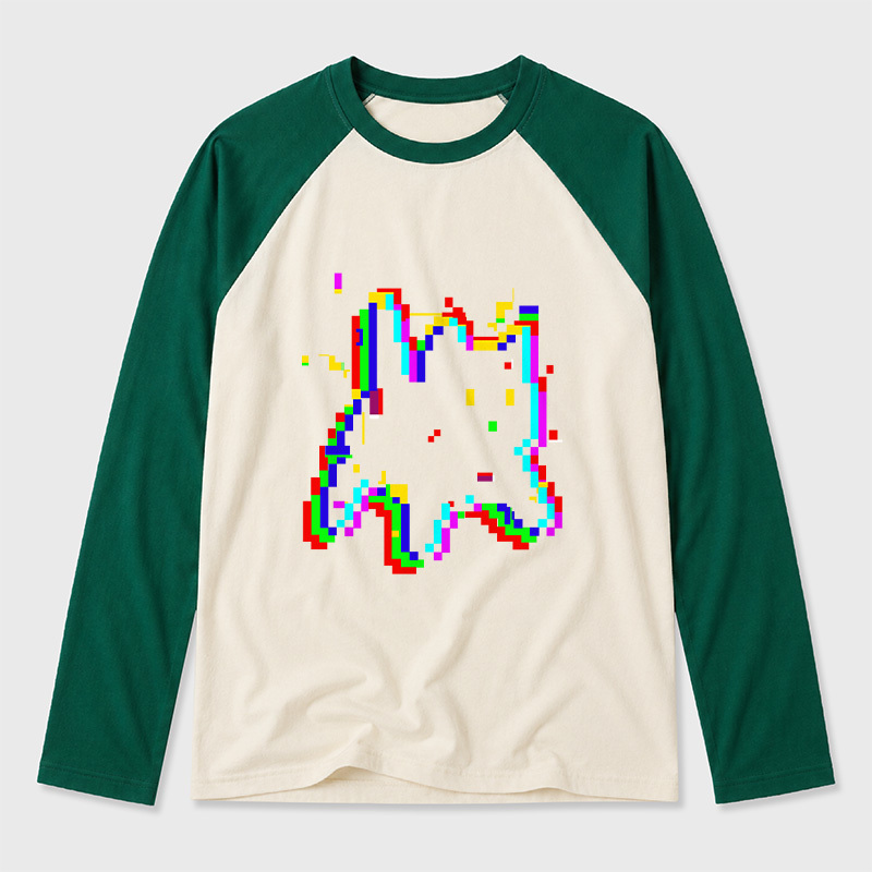 8 Glitch Geek Retro Raglan Long-Sleeve Tee