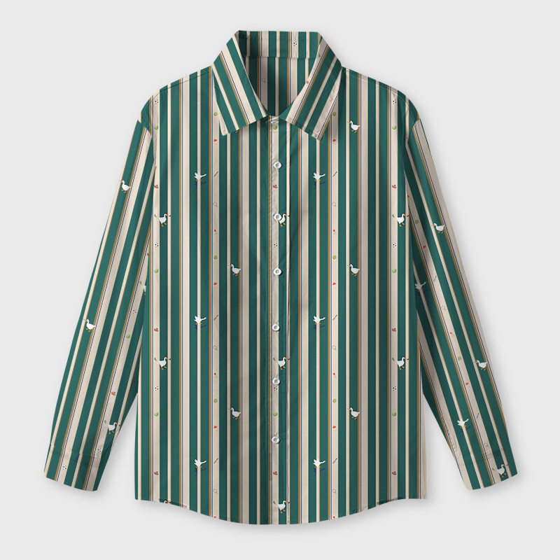 Striped Goose Green Geek Long-Sleeved Shirt