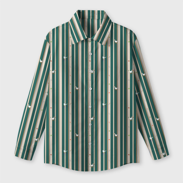 Striped Goose Green Geek Long-Sleeved Shirt