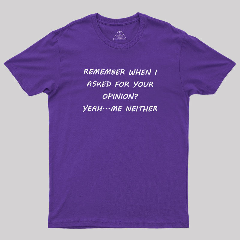 Remember When I Asked For Your Opinion Geek T-Shirt