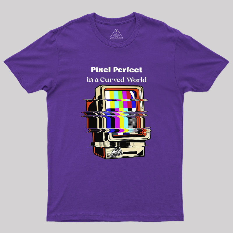 Pixel Perfect In A Curved World Geek T-Shirt