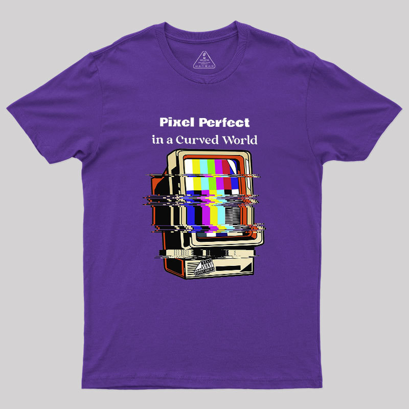 Pixel Perfect In A Curved World Geek T-Shirt